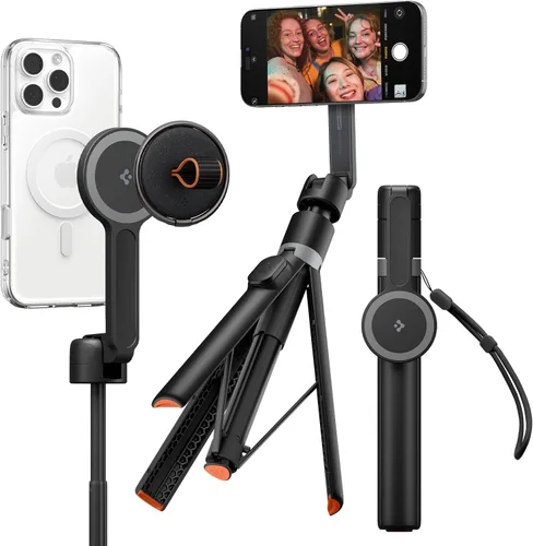 Vista 15 de Spigen Soporte de Trípode para Palo de Selfie con Control Remoto Bluetooth y Obturador, Extensible de 24", Compatible con MagSafe iPhone