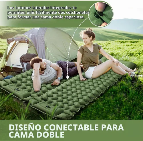 Vista 5 de Almohadilla de dormir Toncoke, almohadilla inflable extra gruesa y ultraligera con almohada, bomba de pie de 30s, colchón de camping de 3.54