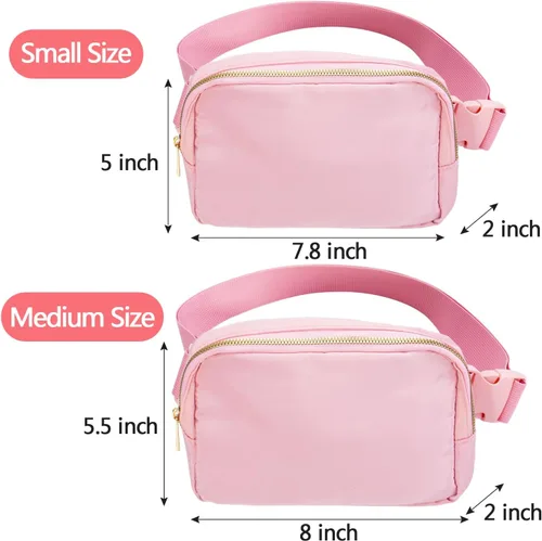 Vista 5 de Paquete de 2 riñoneras cruzadas para mujer, riñoneras a la moda, impermeable, lindo monedero pequeño para viajes, entrenamiento, correr, negro beige