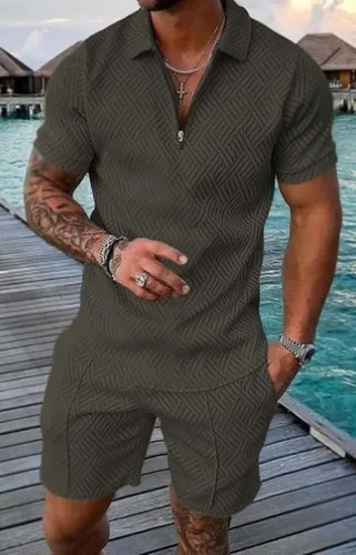 Vista 3 de Men's 2 Pieces Print Set Short Sleeve Shirt&Beach Short Summer Set for Men Casual Two-Piece Set Summer Pants Outfits