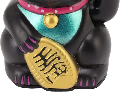 Vista 9 de Gato de la fortuna de la suerte Maneki Neko de 4 pulgadas, decoración de gato de la suerte que agita a mano para el hogar, adorno de escritorio