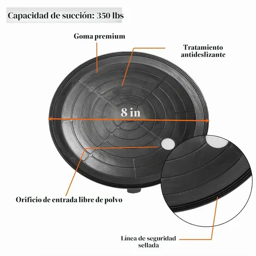 Vista 2 de ZAVOOS Paquete de 2 ventosas de vidrio, elevador de vidrio al vacío resistente de 8 pulgadas con mango de metal para levantar vidrio grande