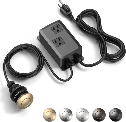 Vista 11 de Kit de Interruptor de Aire para Triturador de Basura, Salida Doble Profesional, Cubierta de Latón Macizo en Oro Cepillado, Botón Superior