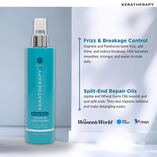 Vista 4 de Keratherapy Acondicionador hidratante sin enjuague en aerosol con infusión de queratina, 8.5 onzas líquidas, acondicionador hidratante sin enjuague