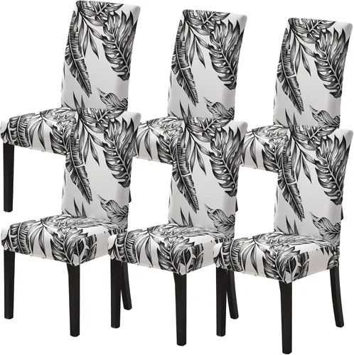 Vista 37 de Juego de 4 fundas para sillas de comedor, elásticas de elastano estampadas, fundas para sillas de comedor, lavables, extraíbles para sillas Parsons