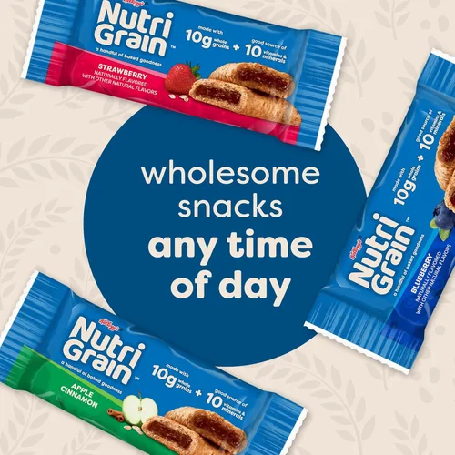 Vista 5 de Barras de desayuno Nutri-Grain, hechas con granos enteros de 0.35 oz, barras de aperitivos, fresa, caja de 10.4 onzas (8 unidades)