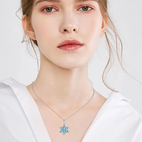 Vista 3 de PERZAT Star of David Necklace 925 Sterling Silver Jewish Star of David Cross Pendant Religious Symbols Necklace Star of David Jewelry Gift for Women