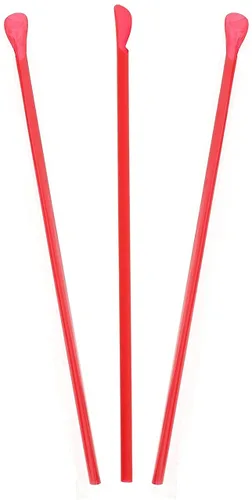Vista 2 de Paja de cuchara roja sin envolver de 8 pulgadas, caja de 300