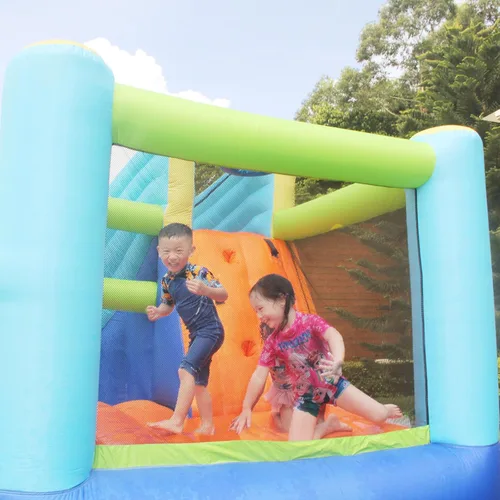 Vista 7 de Doctor Dolphin Tobogán acuático inflable, casa de rebote de agua para niños, casa de rebote de tobogán acuático para patio trasero, casa inflable