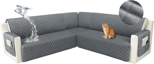 Vista 33 de HDCAXKJ Funda seccional de esquina impermeable para sofá de terciopelo en forma de L, fundas para sofá para mascotas, perros, suaves, resistentes