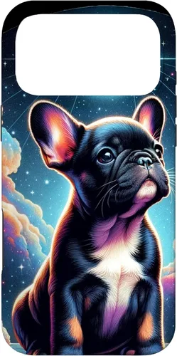 Vista 21 de Funda para iPhone SE (2020) / 7 / 8 Bulldog Francés Puppy Under The Moon In Space