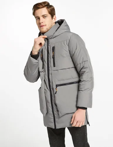 Vista 4 de Orolay Chaqueta gruesa de invierno con capucha para hombre con 6 bolsillos