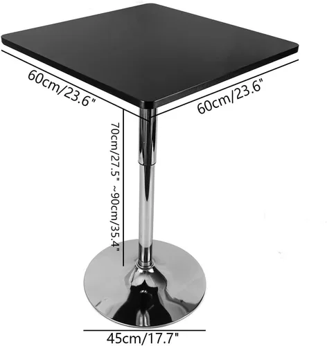 Vista 3 de Mesa redonda de pub, mesa giratoria ajustable de 360°, mesa de bar bistró, pequeñas mesas cuadradas ajustables, mesa auxiliar moderna