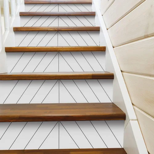 Vista 10 de funlife 15 calcomanías de vinilo para escaleras de estilo escandinavo, 39.37 x 7.09 pulgadas, espiga blanca