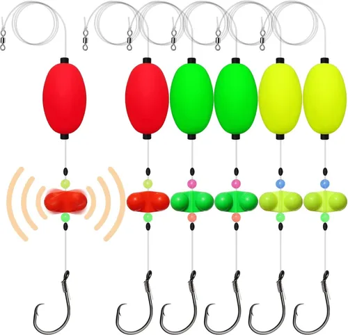 Vista 11 de Dovesun Pre-Tied Catfish Rig System, 23 Inch 55LB Santee Cooper Catfish Float Rig with Adjustable EVA Slip Float and High Carbon Circle Hooks 5/0