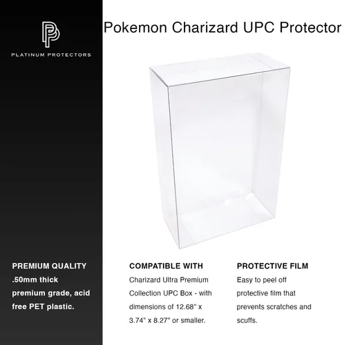 Vista 3 de Caja de visualización de plástico Platinum Protectors para la caja de colección Ultra Premium UPC de Charizard – Resistente a rayos UV y a arañazos