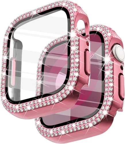 Vista 11 de Surace - Carcasa de 1.49 pulgadas compatible con Apple Watch con protector de pantalla, caja protectora general con diseño de diamantes brillantes