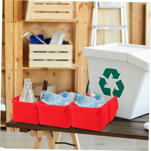Vista 7 de DOITOOL Cajas de cajas de plástico con tapas, cubos de almacenamiento pequeños, cubos de almacenamiento apilables montados en la pared rojos