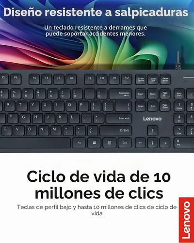 Vista 5 de Lenovo Teclado USB-C con cable 305 con teclado numérico, teclado de tamaño completo, diseño delgado, negro, conectividad USB-C, función dedicada