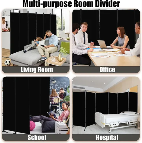 Vista 6 de Divisor de habitación de 6 paneles, divisor de pared plegable para separación de habitaciones, divisiones independientes de habitación