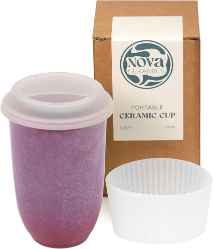 Vista 41 de NOVA CERAMICS Taza de viaje – Taza de viaje de cerámica con tapa – Taza de café de viaje única para llevar – Vaso de café apto para microondas