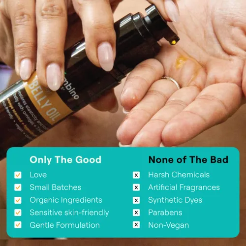 Vista 4 de Mambino Organics Oh Baby! Aceite de vientre para mujeres embarazadas, aceite orgánico para estrías para embarazo, elasticidad de la piel posparto