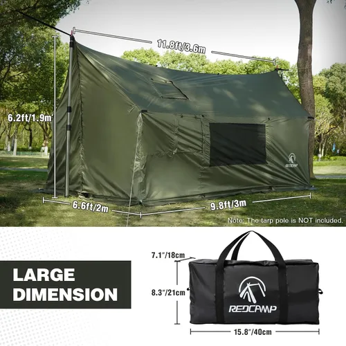 Vista 5 de REDCAMP Tienda de Campaña Caliente Grande tipo Hamaca con Salida para Estufa, Tienda de Campaña de Pared de Invierno Impermeable y Resistente al