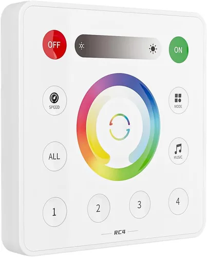 Vista 14 de BTF-LIGHTING RB3 2.4G Mando a distancia inalámbrico táctil RF para tira de luces LED RGB RGBW de persecución SPI, control de 4 zonas compatible