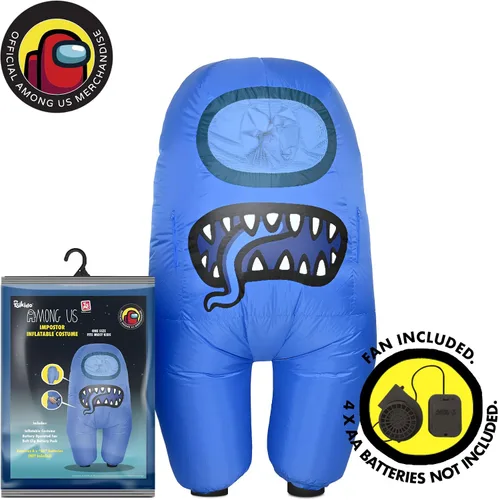 Vista 3 de YuMe Official Among Us Toikido Toys Inflatable Kids Halloween Cosplay Costume for Children Impostor azul