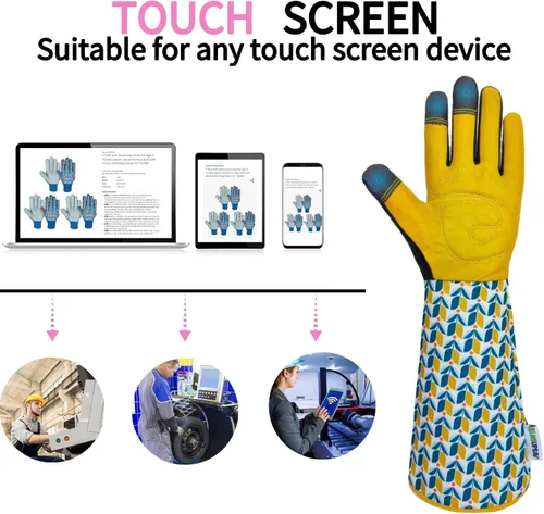 Vista 5 de Guantes Largos de Jardinería, Resistentes a Espinas y Pinchazos, Guantes Protectores para Rosas y Cactus para Jardinero, Regalos
