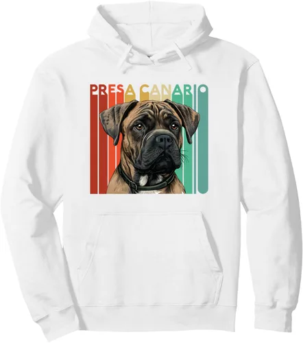 Vista 7 de Presa Canario Dog Retro Dad Papa Pet Lover Cute Paw Mama Mom Pullover Hoodie