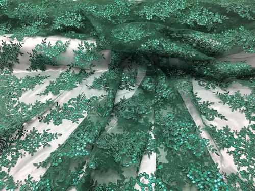 Vista 14 de Valentina Textil Lentejuelas Tela de encaje con adornos en malla VT-012 (1 yarda, azul bebé)