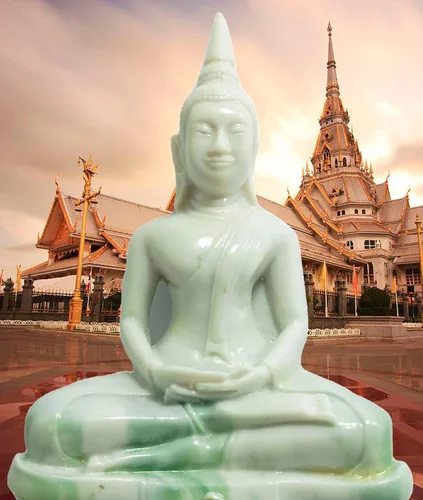 Vista 5 de BUDDHO Estatua de Buda Sothorn de mármol blanco de 6 pulgadas de alto. Estatua de Buda tailandés sentada para decoración del hogar, decoración