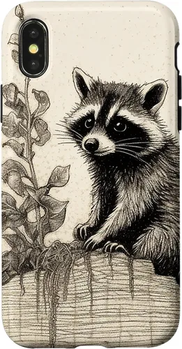 Vista 5 de Minimalistic Plant Draw Racoon Case for iPhone 17