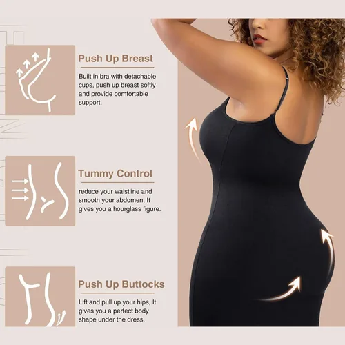 Vista 3 de IN HER PURPOSE Vestido ajustado sin costuras con control de abdomen para mujer, abraza la confianza en cada curva