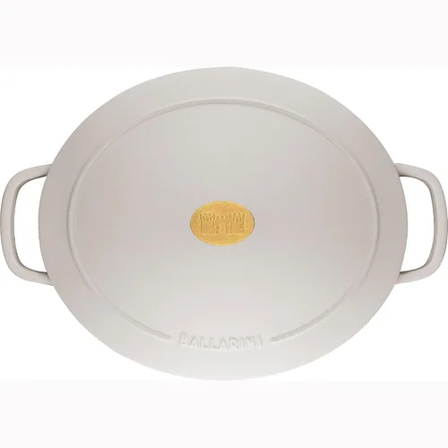 Vista 8 de BALLARINI Bellamonte Horno holandés ovalado de hierro fundido de 4.75 cuartos de galón, color blanco crema