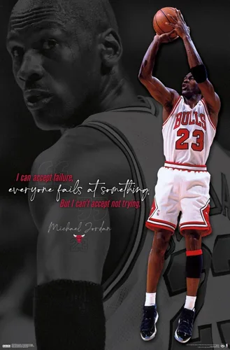 Vista 9 de Trends International Michael Jordan - Póster de pared con texto en inglés «Can't Accept Not Trying», 14.725 x 22.375 pulgadas, versión enmarcada