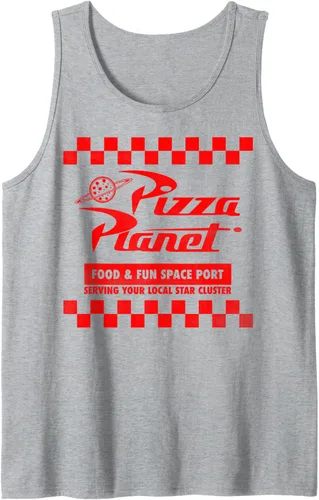 Vista 9 de Disney Pixar Toy Story Pizza Planet - Camiseta sin mangas con logotipo a cuadros, Azul / Patchwork, S Azul Marino