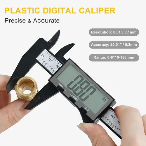 Vista 5 de Calibre digital, calibre Sangabery de 6 pulgadas con pantalla LCD extragrande, herramienta de medición de pinzas Vernier de plástico, regla