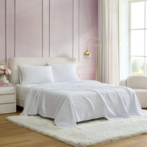 Vista 27 de Betsey Johnson - Juego de sábanas de tamaño individual, ropa de cama de microfibra con estampado Nerdy Teddies con sábana bajera de bolsillo