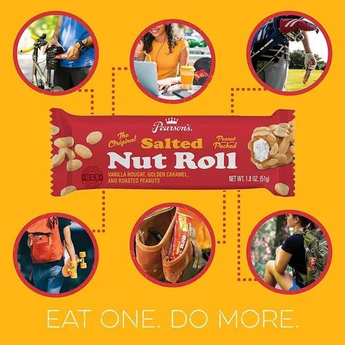 Vista 3 de Pearson 's Bite-Size Rollo de nueces saladas con sabor a caramelo, bolsa de 23 onzas, a granel, envuelto individualmente
