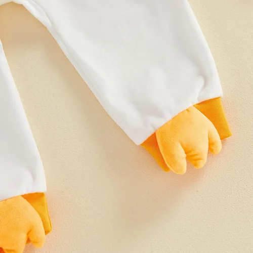 Vista 5 de Mameluco con capucha para bebé recién nacido, disfraz de ganso de Halloween Disfraz de ganso amarillo con capucha
