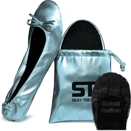Vista 38 de Silky Toes Zapatos planos plegables para mujer, zapatos de ballet para A-Negro