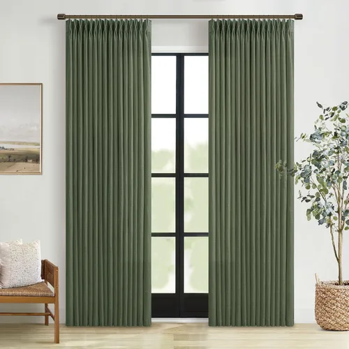Vista 19 de TWODRAPES Cortinas de Lino Plisadas con Pinza Beige Blancas de 54 Pulgadas de Largo 2 Paneles para Comedor Cocina Dormitorio Plisadas Semi
