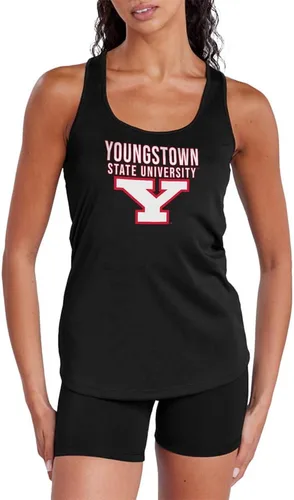 Vista 367 de Camiseta deportiva sin mangas oficial de NCAA Collegiate para mujer, con espalda cruzada, colección con logotipo primario