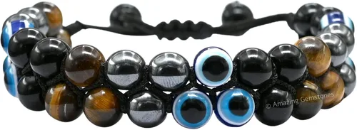 Vista 15 de Amazing Gemstone Pulsera de control de ira – Howlita Amazonita Lava Juego de pulseras para hombres y mujeres, curativa, calmante, ansiedad, alivio