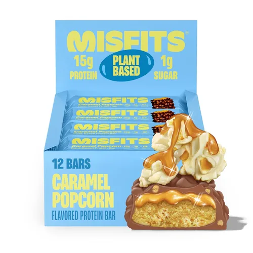 Vista 15 de Misfits Barras de proteína vegana – Pan de plátano Barras nutricionales – 0.49 oz de proteína, 0.04 oz de azúcar, a base de plantas, bajas