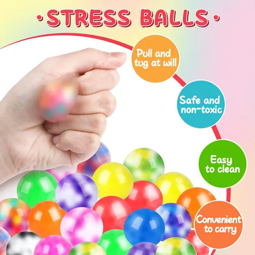 Vista 3 de BESNEL 160 Pack de bolas de estrés para adultos, bolas esponjosas a granel, juego de bolas de estrés, bolas anti-ansiedad y de juguete