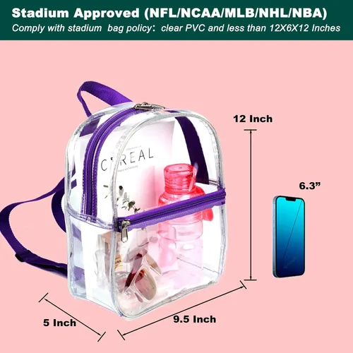 Vista 10 de Keepcross Mochila transparente de 12 x 6 x 12 pulgadas para eventos de estadio, bolsa transparente para estadios, eventos deportivos, festivales