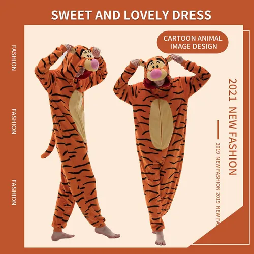 Vista 7 de COSUSKET Snug Fit Unisex Adult Onesie Pajamas, Flannel Cosplay Animal One Piece Halloween Costume Sleepwear Homewear
